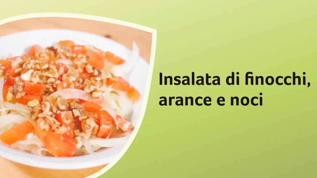 Un piatto di insalata di finocchi, arance e noci
